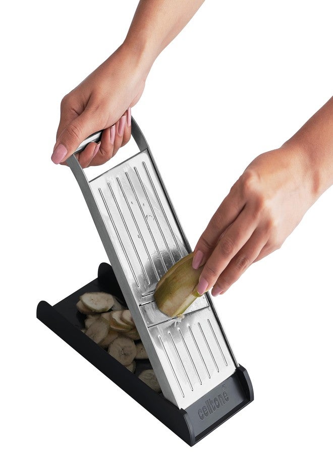 Celltone Stainless Steel Flat Vegetable Grater Slicer Fine Vegetable with Stand Container (SS Slicer) - Image 2